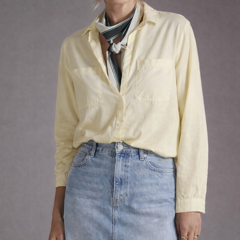 Anthropologie | Cloth & Stone Blouse | XS | Light Yellow Button Front